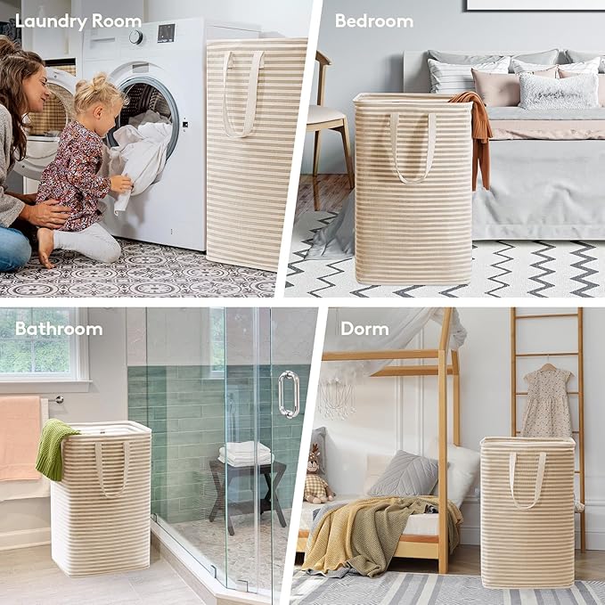 Lifewit 3 Pack Laundry Basket 80L Each, Collapsible Clothes Hamper with Reinforced Handles, Freestanding Waterproof Design fo