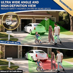 New Upgraded 22" HD Convex Mirror - 160° Adjustable Wide Angle View, Leather Frame & ABS Back, Traffic Mirror for Indoor/Outdoor Use in Garage, Warehouse, Driveway, Store & Office Security