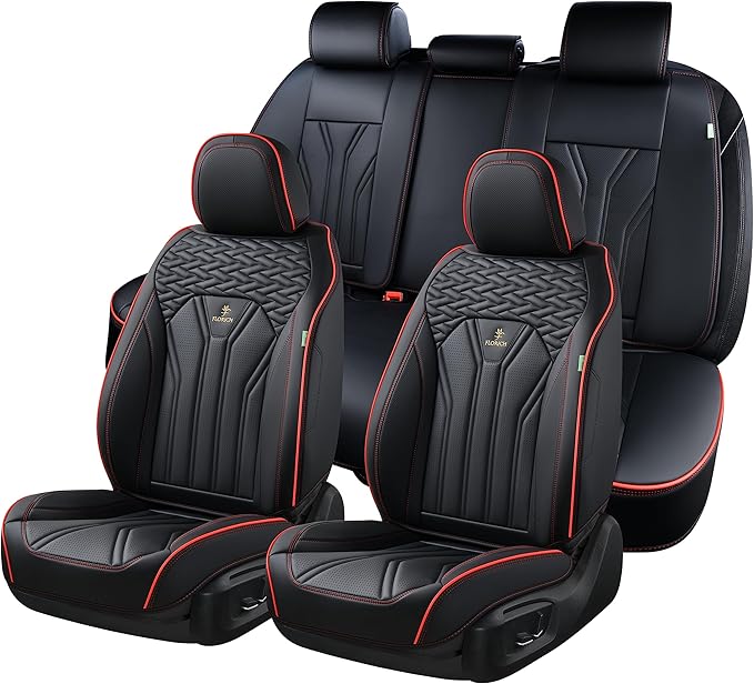 FLORICH Leather Seat Covers, Seat Covers Full Set, Car Seat Protectors 5 Seats, Automotive Seat Covers Fit for Most Cars Truc
