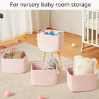 Pink Storage Bins 4 Pack Basket for Shelves Pink Rope Basket for Baby Nursery Organization 12.7"Lx9"Wx7.9"H