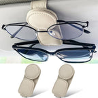KIWEN 2 Pack Sunglasses Holder for Car Visor, Magnetic Leather Sunglass Eyeglass Hanger Clip for Car Sun Visor Accessories (2, Red)