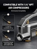 AstroAI 25.6'' Heavy-Duty Tire Pressure Gauge with Inflator, Dual Head Chuck ANSI B40.1 Accurate Tire Inflator with Pressure Gauge, 10-120PSI, Compatible with 1/4" NPT Air Compressor