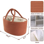 Baby Diaper Caddy Organizer for Girl Boy Cotton Rope Nursery Storage Bin Basket Portable Holder Tote Bag for Changing Table C