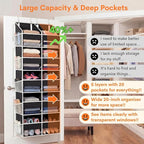 Over the Door Organizer 5 Tiers, Extra Large Behind Door Storage of 10 Compartments, 80 lbs Weight Capacity Hanging Storage O