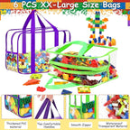 6 Color XXL Toy Storage Bags 16.5×11.8×6.8In with Labels, Large Capacity Reusable Clear PVC Storage Bags, Travel Waterproof O