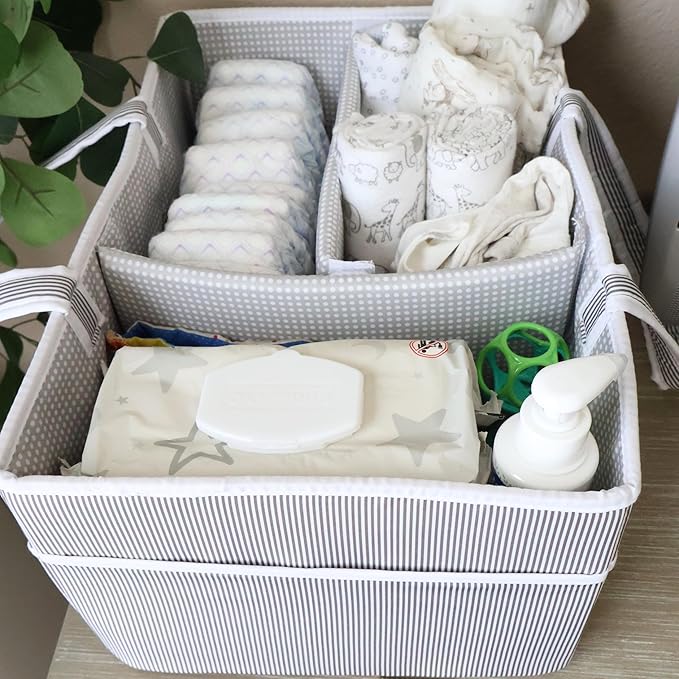 Lily Miles Baby Diaper Caddy - Organizer Tote Bag for Infant Boy or Girl - Baby Shower Basket - Nursery Must Haves - Registry
