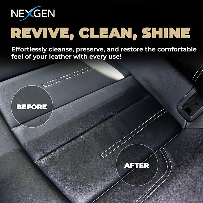 Nexgen Car Leather Cleaner - Quick Spray Car Interior Cleaner and Leather Restorer - Gentle Liquid Formula, Multi-Purpose Cle