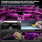 Acrylic Interior Car LED Strip Light with Wireless APP, RGB 10 in 1 with 175 inches 612 LEDs Fiber Optic Car Ambient Lighting Kits, Dynamic Music Sync Neon LED Strip Lights for Car