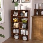 Wooden 5 Cube Storage Organizer, Vintage Brown 5 Tier Bookcase Bookshelf Freestanding Storage Display Organizer,Versatile Cub