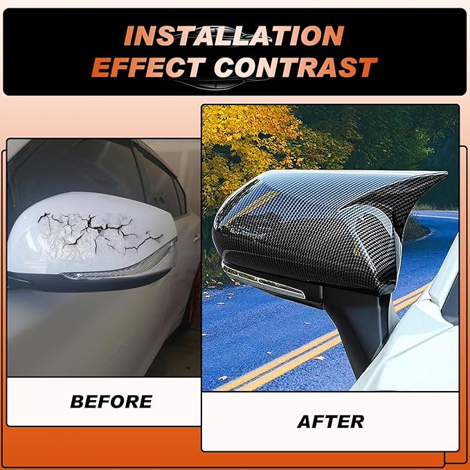 ACLONG Carbon Fiber Mirror Cover Caps Fit for Toyota Camry 2018 2019 2020 2021 2022 2023 2024 2025- Rearview Side Mirror Covers-Ox Horn Design, Left Driver Side & Right Passenger Side,1 Pair