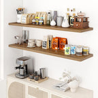 Dreamland 55" Floating Shelves for Wall, 12" Deep Slim Walnut Floating Shelves, Wall-Mounted Shelves for Bedroom, Living Room