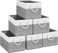 Fab Totes Foldable Storage Baskets - 6-Pack, Organize Toys, Books, Shelves, Closet - Large Storage Box with Rope Handles, Stu