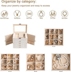 Frebeauty 5-layer Jewelry Box,Faux Leather Jewelry Organizer with 4 Drawers,Jewelry Organizers and Storage with Mirror,Jewelr