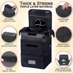 Creathing Car Trash Can [Touring Edition] - Removable Liner - 100% Leakproof, Odor Control Lid, Hanging Garbage Bin for SUV, Truck, Car (2 Gal, Black)