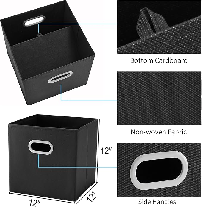 MAX Houser Fabric Storage Bins Cubes Baskets Containers with Dual Plastic Handles for Home Closet Bedroom Drawers Organizers 