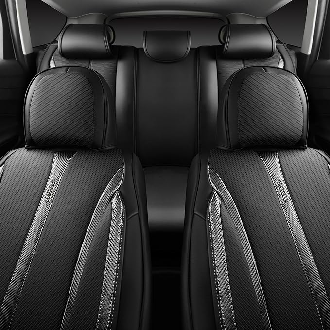 CAR PASS Nappa Leather Car Seat Covers Cushioned, Waterproof Leatherette Seat Covers Anti-Slip 5 Seats, Universal for Cars,SU