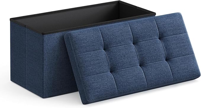 SONGMICS MAZIE Collection - 30 Inches Folding Storage Ottoman Bench, Ottoman Foot Rest, End of Bed Bench, Storage Chest, Load