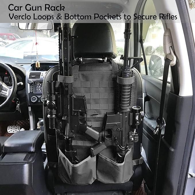 Molle Seat Back Organizer Molle Panel with Truck Gun Rack Tactical Seat Covers for Car Seat Protector Universal Fit SUV Truck Pickup F150 F250