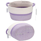 Hinwo Oval Cotton Rope Storage Basket Collapsible Nursery Storage Box Container Organizer with Handles, 13 x 10 inches, Off W