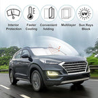 Front Windshield Sun Shade Foldable Car Front Window Sun Shade Windshield Shade Custom Fit for 2016-2021 Hyundai Tucson Block UV Rays Car Accessories Heat Keep Cooler