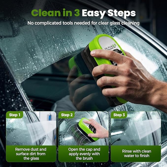 Automotive Oil Film Cleaning Brush, Upgrade 2.0 Glass Cleaning Board for Car Windows, Windshield Cleaner with Cloth, Glass Oi
