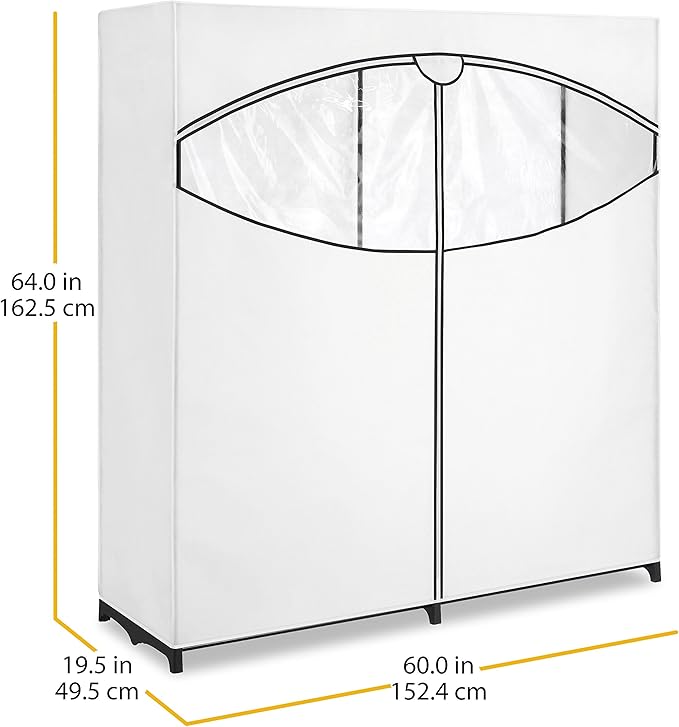 Whitmor 60-inch Extra-Wide Clothes Closet, 60” with White Cover