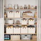 StorageWorks Storage Bins, Shelves Baskets for Organizing, Fabric Closet Organizers with Handles, Metal Frame, Beige-Texture,