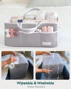 Lily Miles Baby Diaper Caddy Organizer, Girl Nursery Storage Basket with 8 Pockets, Baby Organizer and Storage, Easy-to-Clean