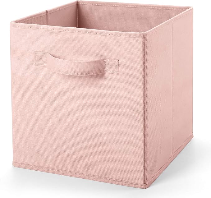 MaidMAX Fabric Storage Bins 10.5×10.5×11, Foldable Cloth Cube Storage Bins for Home Bedroom Closet Drawers Organizer, Pink, S