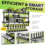 Large Power Tool Organizer Wall Mount, Garage Storage Cordless Tool Organizer with Screwdriver Holder, Heavy Duty Metal Stora