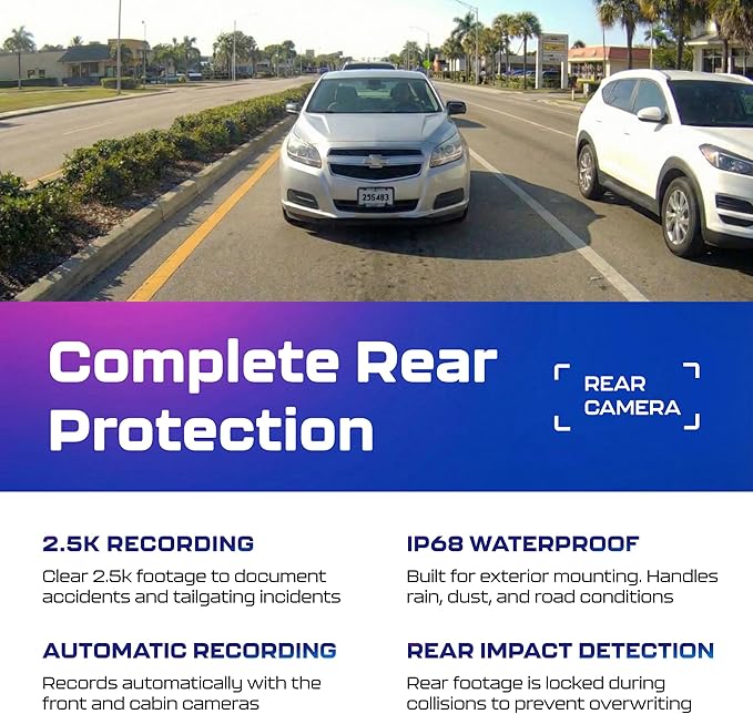 AZDOME M550 3CH Dash Cam 4K - 3.19" Screen IR Night Vision - 24H Parking Mode - 3-Channel Dash Cam - Interior IR Camera - Bui