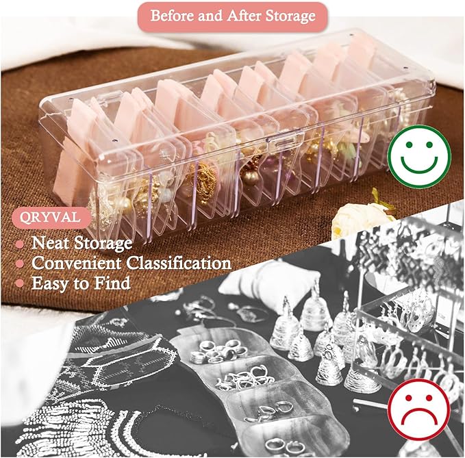 Jewelry Organizer and Storage Box with 24 EVA Anti Tarnish Bags, Travel Acrylic Case for Earrings, Necklaces & Rings, Elegant