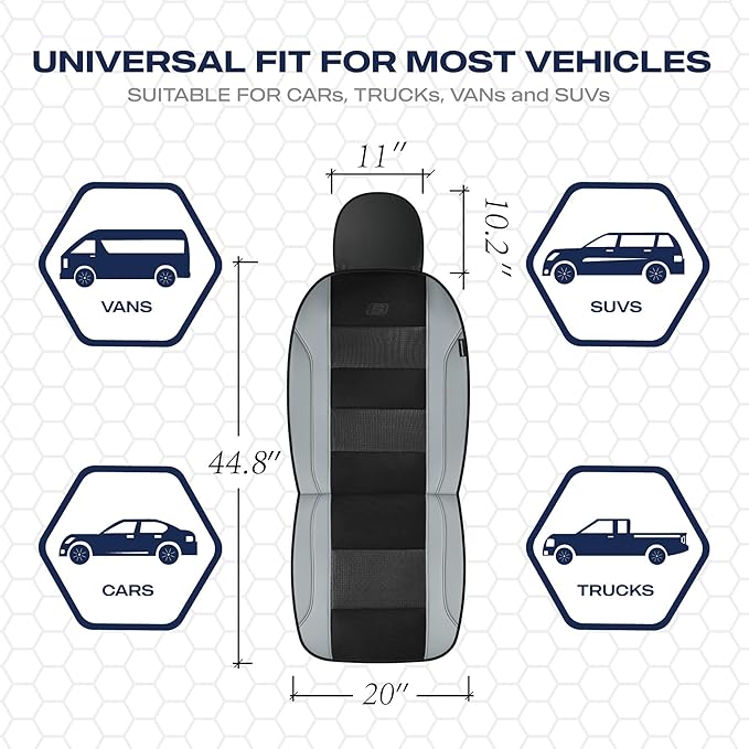 Skechers Men’s Air-Cooled Seat Covers, Memory Foam Car Seat Covers Front Seats, Airbag Compatible,Universal Fit for Most Cars