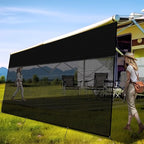 RV Awning Shade Screen with Zipper 9' x 20'3'', 600D Oxford Top + Mesh Bottom, RV Sun Shade Screen for Awning, RV Shade Complete Kits for Trailer Camper