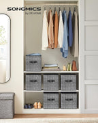 SONGMICS Storage Cubes, 11-Inch Non-Woven Fabric Bins with Double Handles, Set of 6, Closet Organizers for Shelves, Foldable,