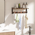 Oraich Coat Rack Wall Mount with Hooks and Shelf for Coat, Backpack, Key, Clothes Hanger, Wall Floating Shelf for Entryway, L