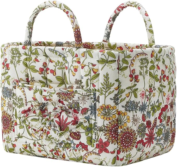 Boho Fabric Storage Basket, Large Capacity Laundry Basket, 12.2'' x 10.23'' x 10.23'' Collapsible Laundry Hamper with Easy Ca