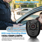Body Camera with 1080P Recording Spy Hidden Wireless Cam Built-in 32GB Card 1080P Police Recorder Security Cam with Night Vision Dash Cam for Home/Outdoor/Law Enforcement/Cop Guard (32G)