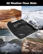 3W Floor Mats Fit for Ford Edge 2015-2024 and Edge ST 2019-2024, TPE All Weather Custom Fit Edge Floor Liner, 1st & 2nd Row Full Set Car Accessories, Black