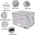 DocSafe Fireproof Document Box with Lock,File Storage Organizer with Pockets,Collapsible Portable File Box Home Office Safe F