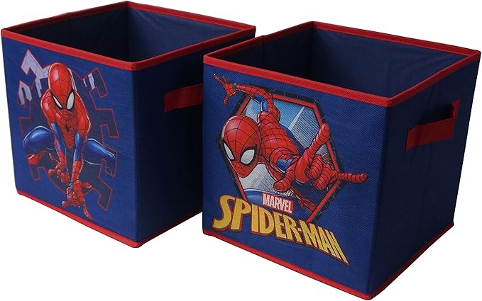 Marvel Spiderman Set of 2 Durable Storage Cubes with Handles