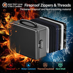 ENGPOW Fireproof Document Box with Lock, Fireproof Water Resistant Heat Insulated Safe Box Hard Case with Fireproof Zipper, P