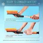 EcoNour 27" Aluminum Car Snow Scraper and Brush (Orange, Red & Blue) | Weaved Bristle Head with Metal Body Ice Scraper for Car Windshield | Tough Ice Scraper with Foam Grip Winter Accessory | 3 Pack