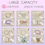 Travel Jewelry Organizer Case,Small Jewelry Bags for Traveling, Jewelry Binder with 24 Pcs Clear Zipper Velvet Pouches (Pink)