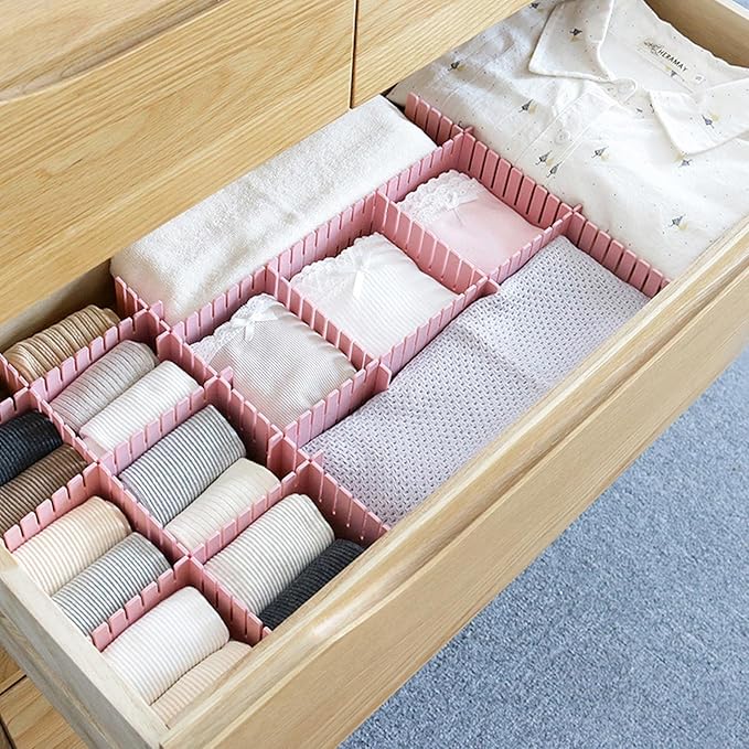 acDesign 40Pcs Grid Drawer Dividers, Adjustable Drawer Organizer for Socks, Underwear, Lingerie, Makeup, Bedroom Office Kitch