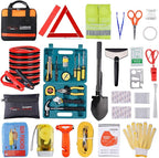 Vetoos Car Roadside Emergency Kit with Jumper Cables, Auto Vehicle Safety Road Side Assistance Kits, Winter Car Kit Essential