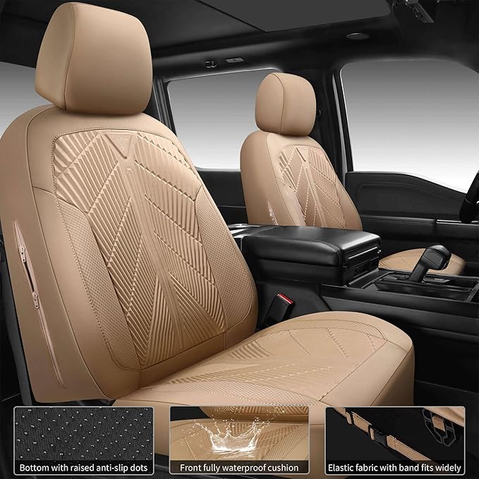 CAR PASS Waterproof Car seat Covers Full Sets Neoprene Wetsuit, All-Weather Non-Slip Durable, Universal Fit for SUV Sedans Tr