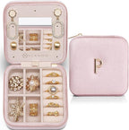 Vlando Jewelry Organizer Box, Small Jewelry Box for Women Girls, Initial P Travel Jewelry Case, Small Jewelry Organizer Box, 