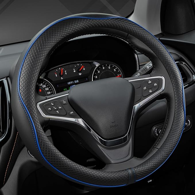 West Llama Microfiber Leather Car Steering Wheel Cover for Chevy Silverado,Tahoe,Equinox,Traverse,Trailblazer,Colorado (Black
