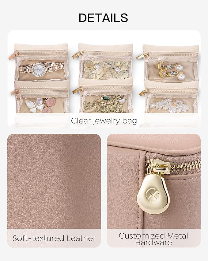 Vlando Jewelry Box with 12 Velvet Jewelry Bags Travel Jewelry Case for Girls Jewelry Organizers Necklace Rings Earrings Stora
